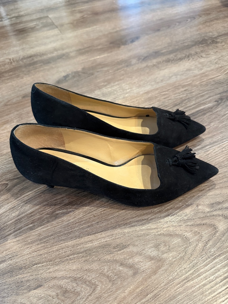Talbots Black Suede Leather Kitten Heel Pump Size 6.5